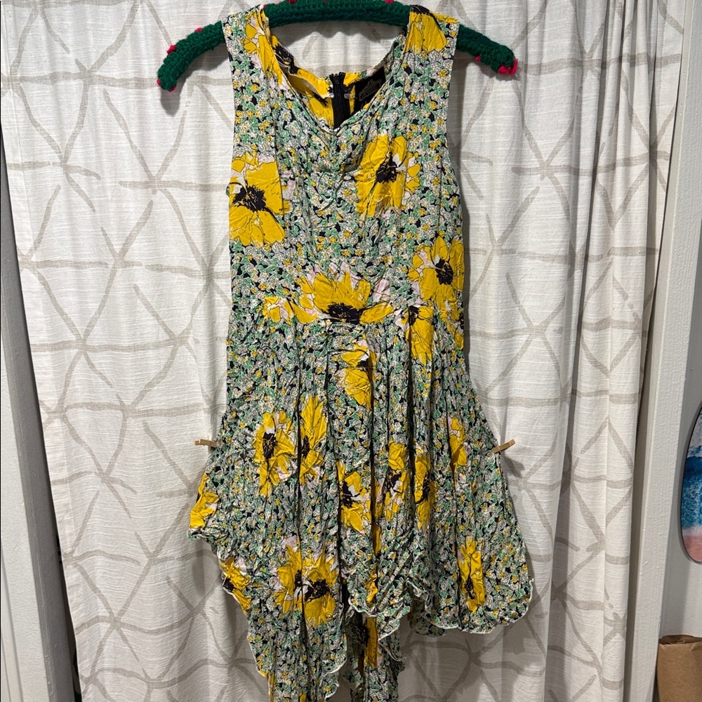 Angie M Yellow Floral Ruffle Sundress